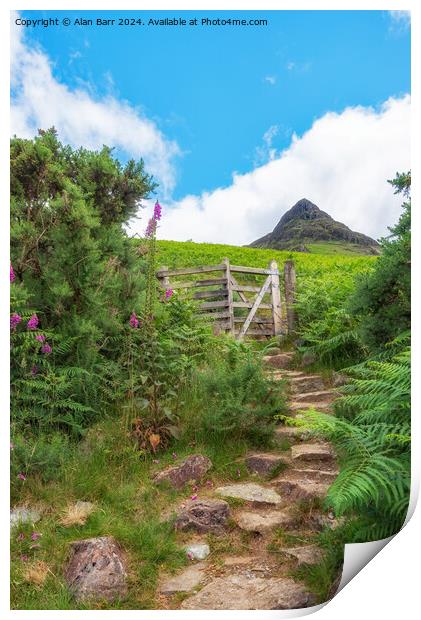 Path to Yewbarrow Mountain summit in the English L Print by Alan Barr