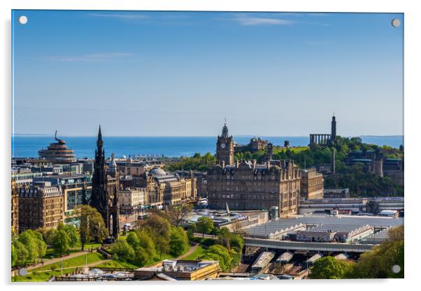 Edinburgh City Center Cityscape Acrylic by Artur Bogacki