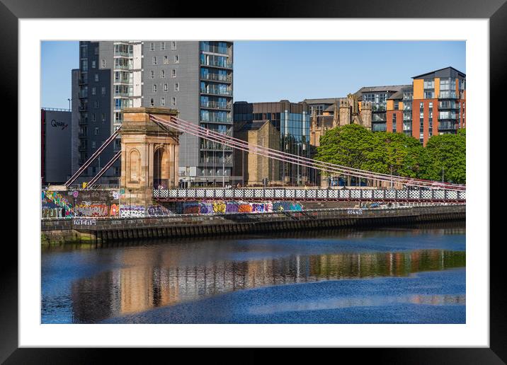 Glasgow Suspension Bridge On River Clyde Framed Mounted Print by Artur Bogacki