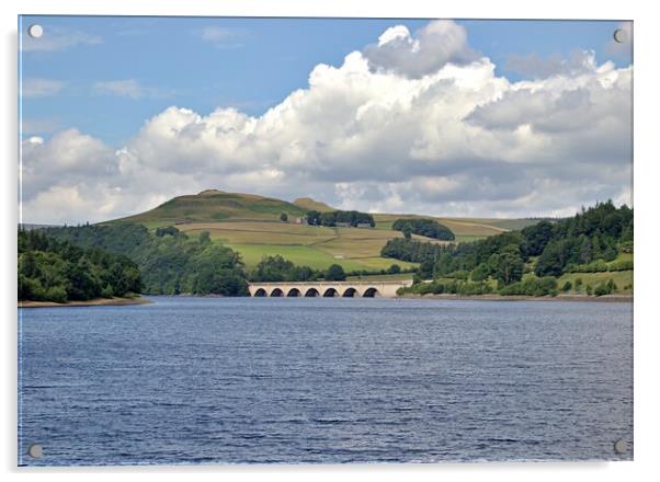 Ladybower reservoir looking towards the viaduct Acrylic by Antony Robinson