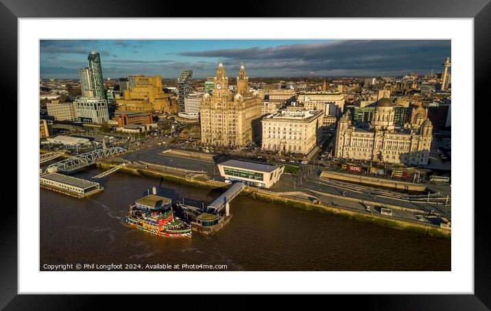 Liverpool Waterfront and Mersey Ferry at Golden Ho Framed Mounted Print by Phil Longfoot