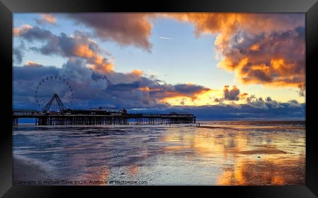 Central Pier Sunset Clouds Framed Print by Michele Davis
