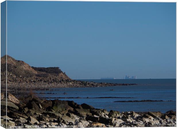 Hastings Cliffs and Dungeness Power Station. Canvas Print by Mark Ward
