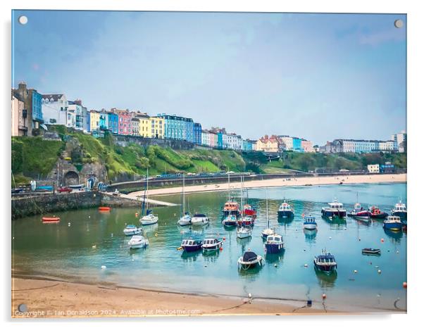 Colourful Tenby  Harbour Acrylic by Ian Donaldson