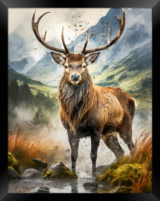 Majestic Stag Artistic Image Framed Print by Artificial Adventures
