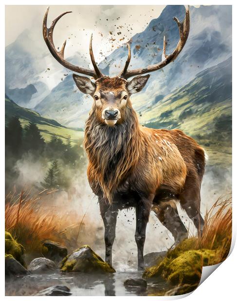 Majestic Stag Artistic Image Print by Artificial Adventures