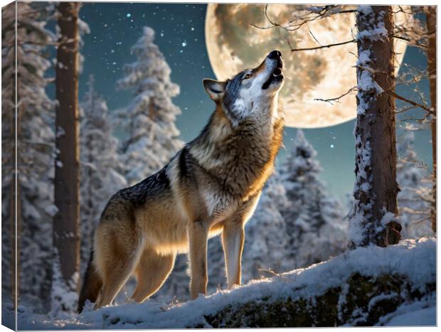 Howling Wolf Canvas Print by Artificial Adventures