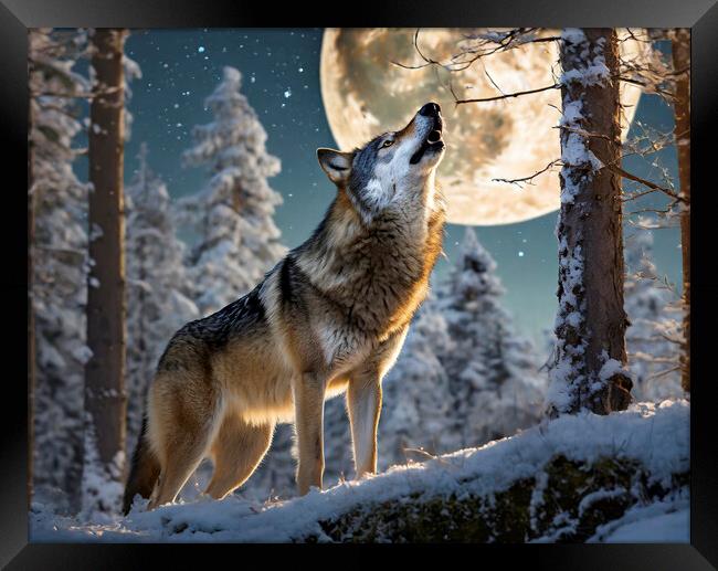 Howling Wolf Framed Print by Artificial Adventures