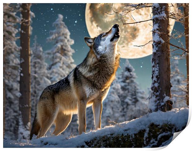 Howling Wolf Print by Artificial Adventures