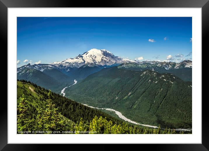 Mount Rainier White River Crystal Mountain Washington Framed Mounted Print by William Perry