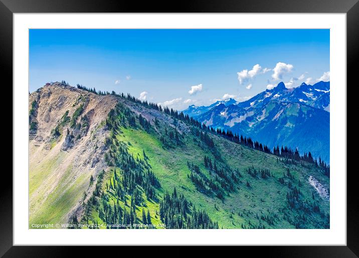 Green Foothills Mt Rainier Crystal Mountain Washington Framed Mounted Print by William Perry
