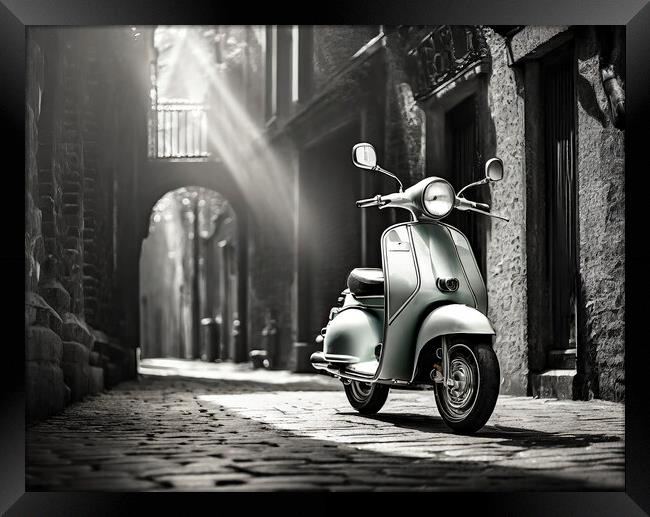 Classic Scooter Mood Framed Print by Artificial Adventures