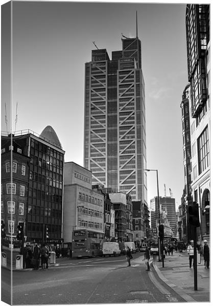 The Heron Tower from Broadgate black and white Canvas Print by Gary Eason