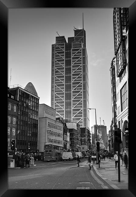 The Heron Tower from Broadgate black and white Framed Print by Gary Eason