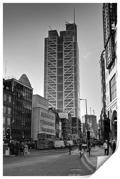 The Heron Tower from Broadgate black and white Print by Gary Eason