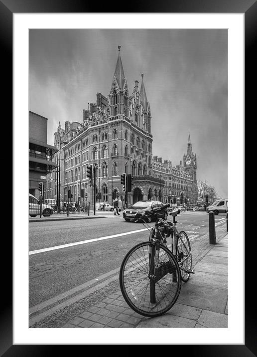 St Pancras Station BW Framed Mounted Print by David French