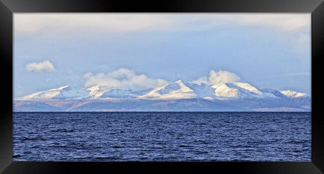 Snow topped mountains on Isle of Arran Framed Print by Allan Durward Photography