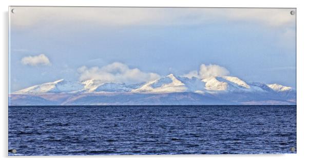 Snow topped mountains on Isle of Arran Acrylic by Allan Durward Photography