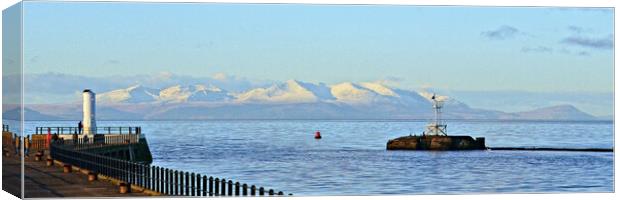Isle of Arran, from Ayr harbour Canvas Print by Allan Durward Photography