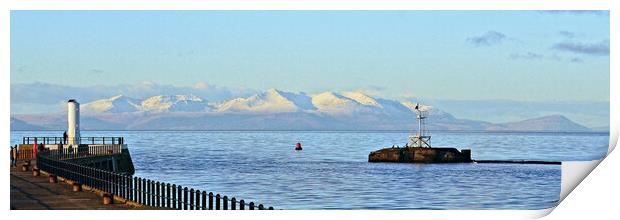 Isle of Arran, from Ayr harbour Print by Allan Durward Photography
