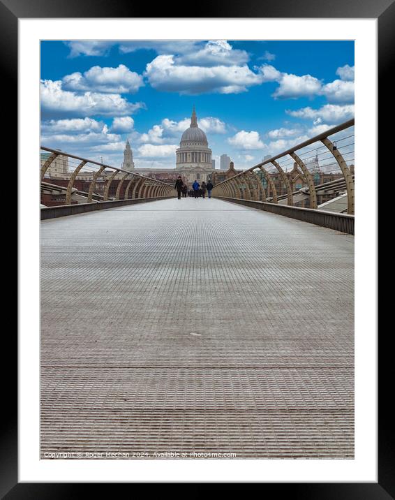 St Paul's cathedral from the Millennium Bridge Framed Mounted Print by Roger Mechan