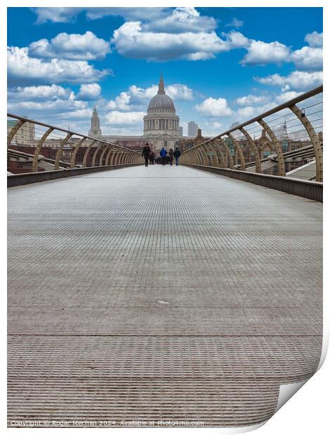 St Paul's cathedral from the Millennium Bridge Print by Roger Mechan