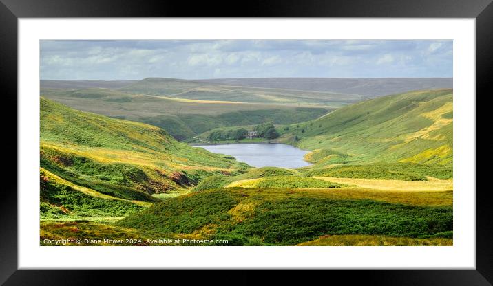 Wessenden  Reservoir West Yorkshire Framed Mounted Print by Diana Mower