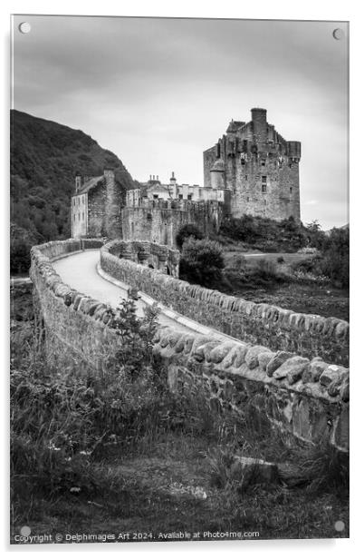 Eilean Donan castle, Scotland - Black and white Acrylic by Delphimages Art