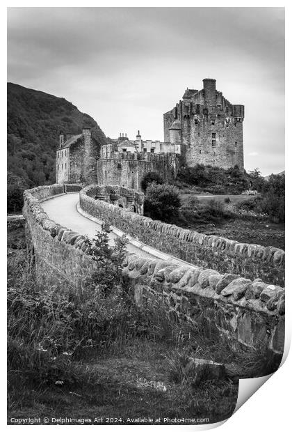 Eilean Donan castle, Scotland - Black and white Print by Delphimages Art