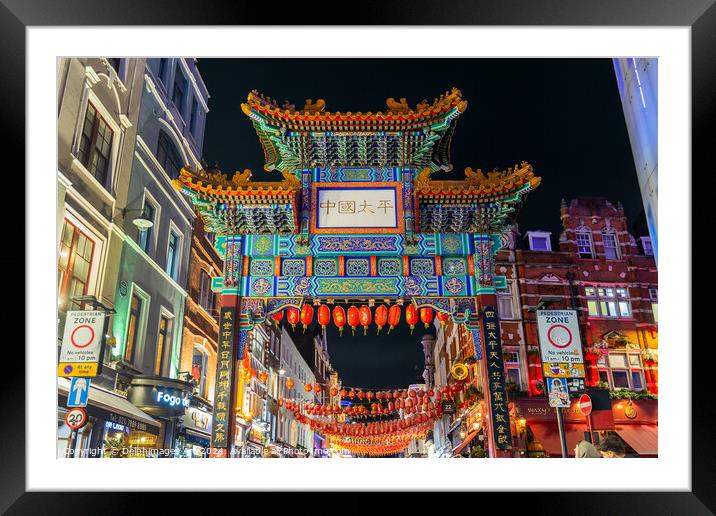 Chinese gate in Gerrard street, London Framed Mounted Print by Delphimages Art