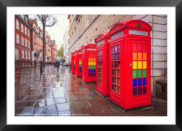 Telephone booths in Covent Garden, London Framed Mounted Print by Delphimages Art
