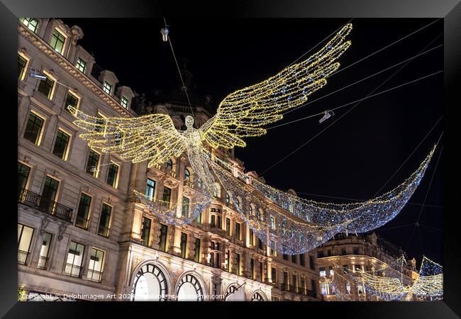 Angels Christmas lights, Regent Street, London Framed Print by Delphimages Art
