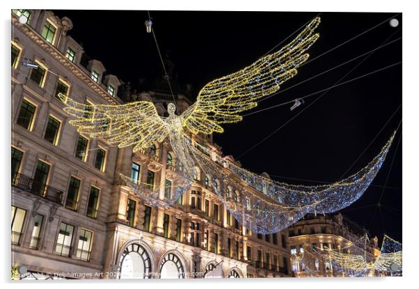 Angels Christmas lights, Regent Street, London Acrylic by Delphimages Art