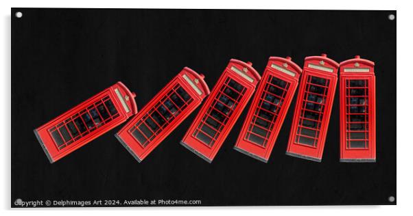 London phone booths, domino effect Acrylic by Delphimages Art