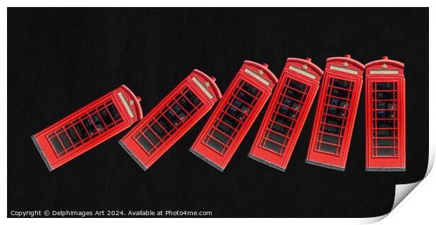 London phone booths, domino effect Print by Delphimages Art