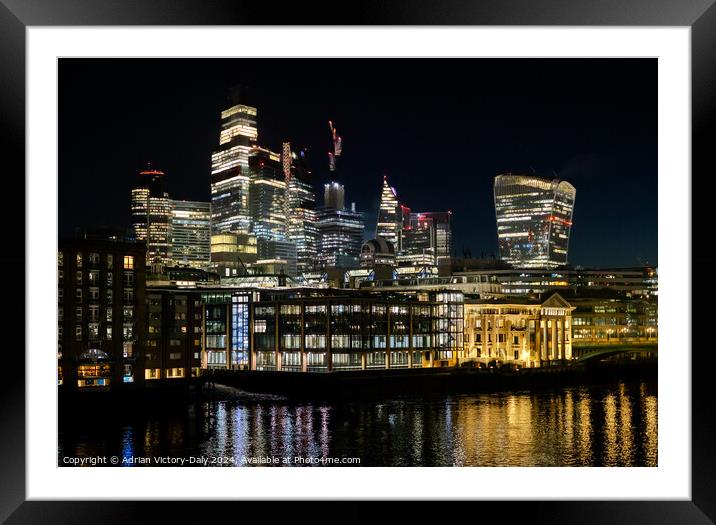 The City of London at Night Framed Mounted Print by Adrian Victory-Daly