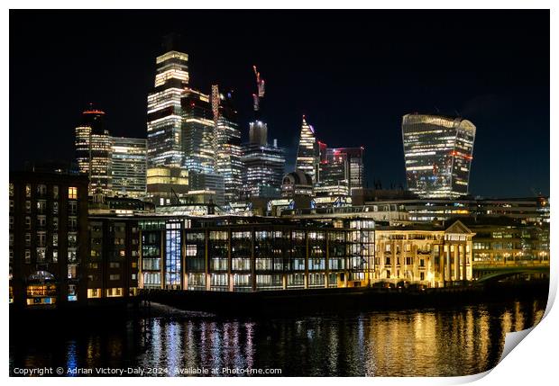 The City of London at Night Print by Adrian Victory-Daly