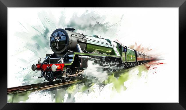 Flying Scotsman inspired Steam Train Art Framed Print by T2 