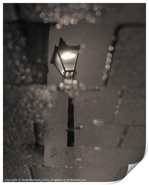 Oxford Street Lamp Reflection Print by Dave Bowman