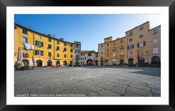 Lucca, Piazza dell'Anfiteatro square. Tuscany, Italy Framed Mounted Print by Stefano Orazzini