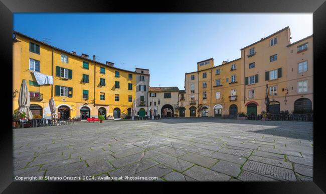 Lucca, Piazza dell'Anfiteatro square. Tuscany, Italy Framed Print by Stefano Orazzini