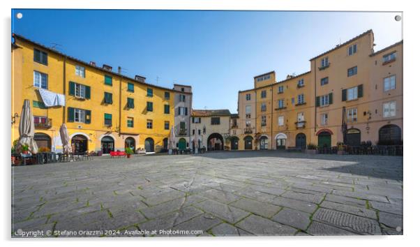 Lucca, Piazza dell'Anfiteatro square. Tuscany, Italy Acrylic by Stefano Orazzini