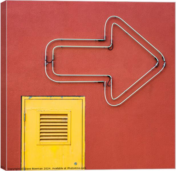 Yellow Door, Big Arrow Canvas Print by Dave Bowman