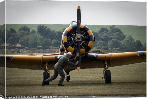 T-6 Harvard Startup - Duxford Airshow Canvas Print by Philip King