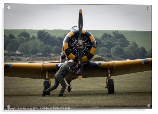 T-6 Harvard Startup - Duxford Airshow Acrylic by Philip King