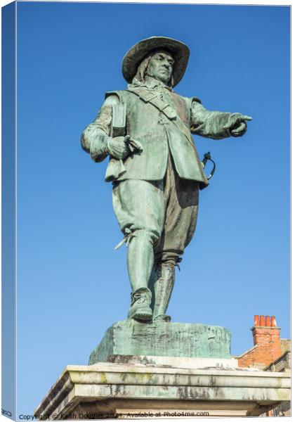 Statue of Oliver Cromwell in St Ives Canvas Print by Keith Douglas