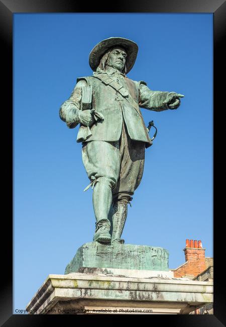Statue of Oliver Cromwell in St Ives Framed Print by Keith Douglas