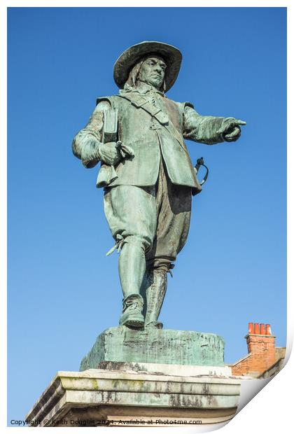 Statue of Oliver Cromwell in St Ives Print by Keith Douglas