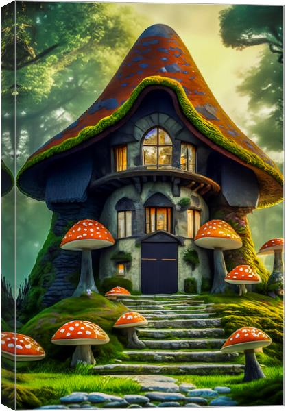 Toadstool Cottage 1 Canvas Print by Steve Purnell