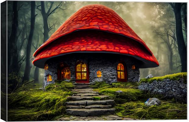Toadstool Cottage 1 Canvas Print by Steve Purnell